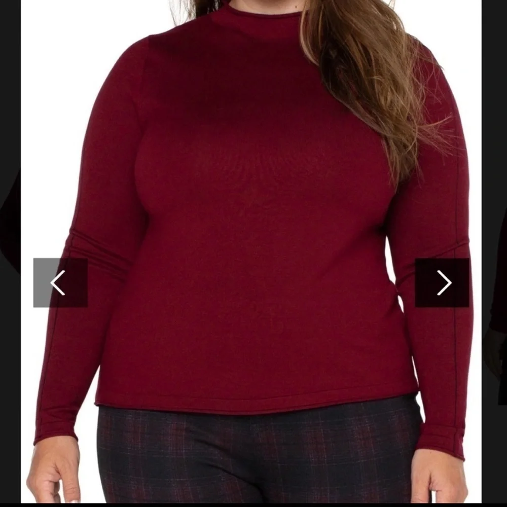 Liverpool Lis Angeles Sweater Women Mock Neck Rolled Hem Long Sleeves Size 1X